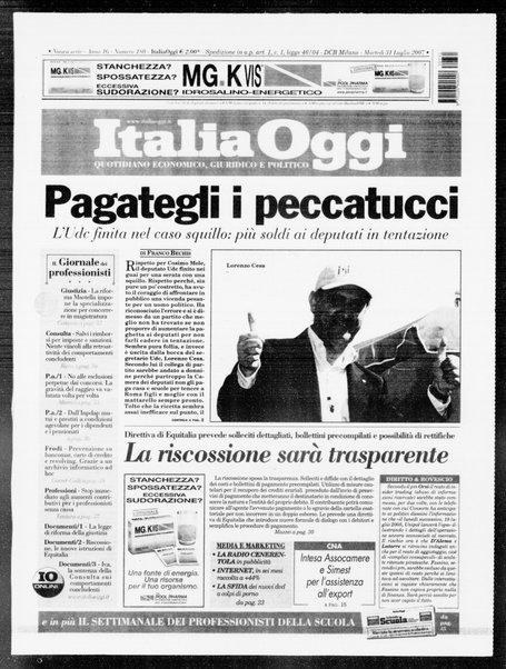 Italia oggi : quotidiano di economia finanza e politica